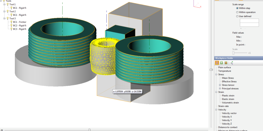 The mesh view of workpiece