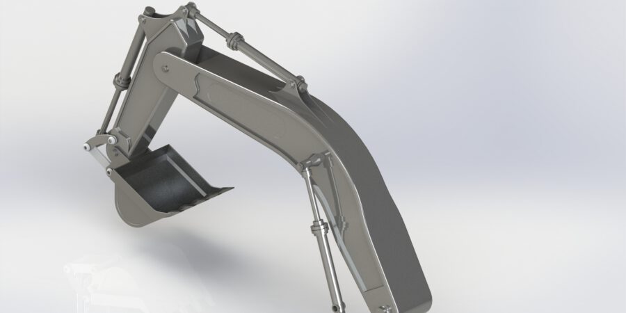 The CAD model of excavator which is applied structural analysis